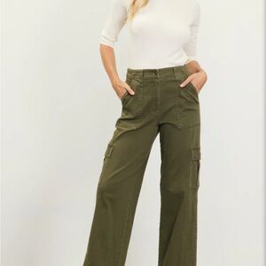 Skies Are Blue Green Wide Leg Pants